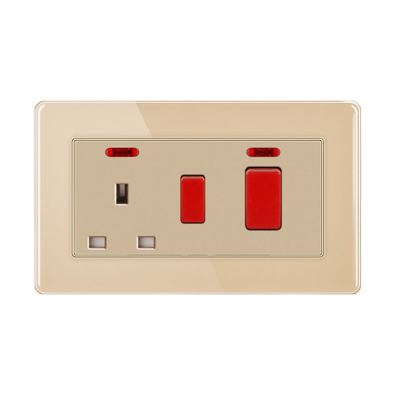 Tempered Glass Switch ABG-UK Socket Kitchen Switch-GOLD